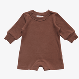 Ribbed Long Sleeve Romper - Dark Brown Ribbed Range Soll the Label