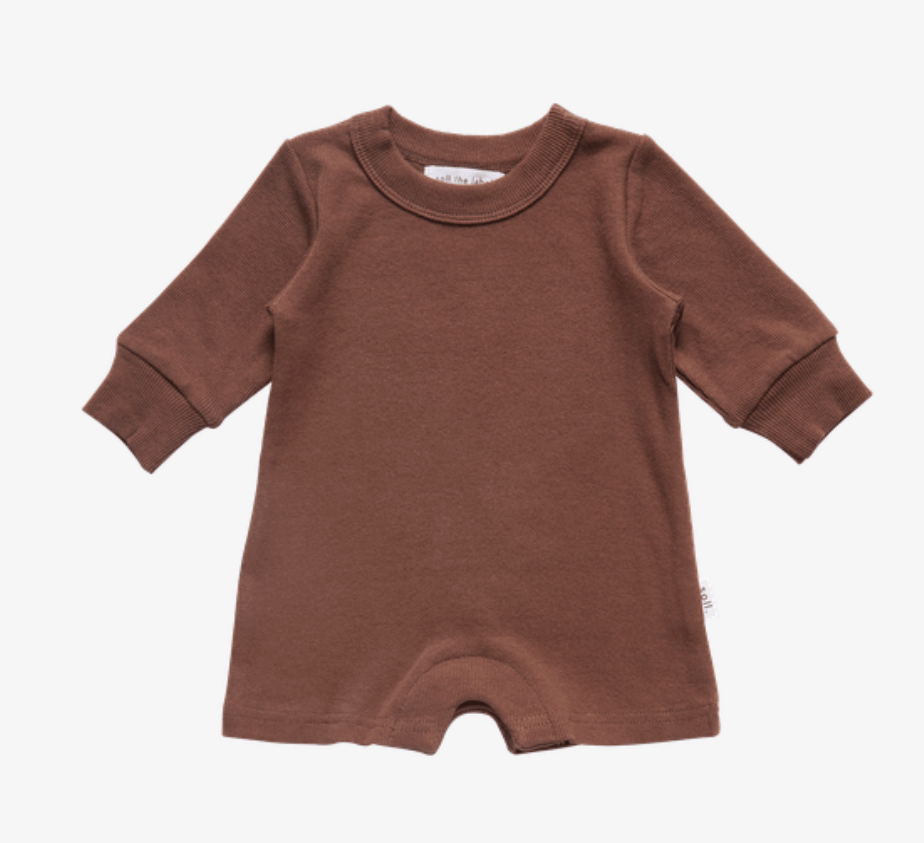 Ribbed Long Sleeve Romper - Dark Brown Ribbed Range Soll the Label