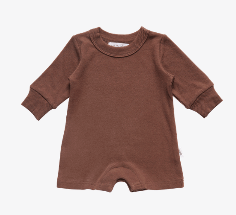 Ribbed Long Sleeve Romper - Dark Brown Ribbed Range Soll the Label