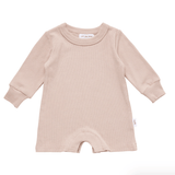 Ribbed Long Sleeve Romper - Dusty Pink Ribbed Range Soll the Label