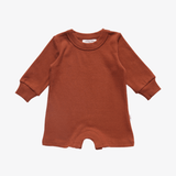 Ribbed Long Sleeve Romper - Rust Ribbed Range Soll the Label