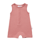 Ribbed Tank Romper with Buttons - Dark Blush Ribbed Range Soll the Label