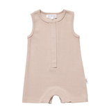 Ribbed Tank Romper with Buttons - Dusty Pink Ribbed Range Soll the Label