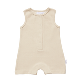 Ribbed Tank Romper with Buttons - Oat Ribbed Range Soll the Label