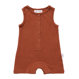 Ribbed Tank Romper with Buttons - Rust Ribbed Range Soll the Label