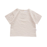 Linen Oversized Tee - Beige Gingham