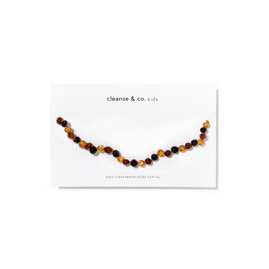 Cleanse & Co. Kids. Multi 3 Colour Amber Necklace For Kids. Soll. The Label.