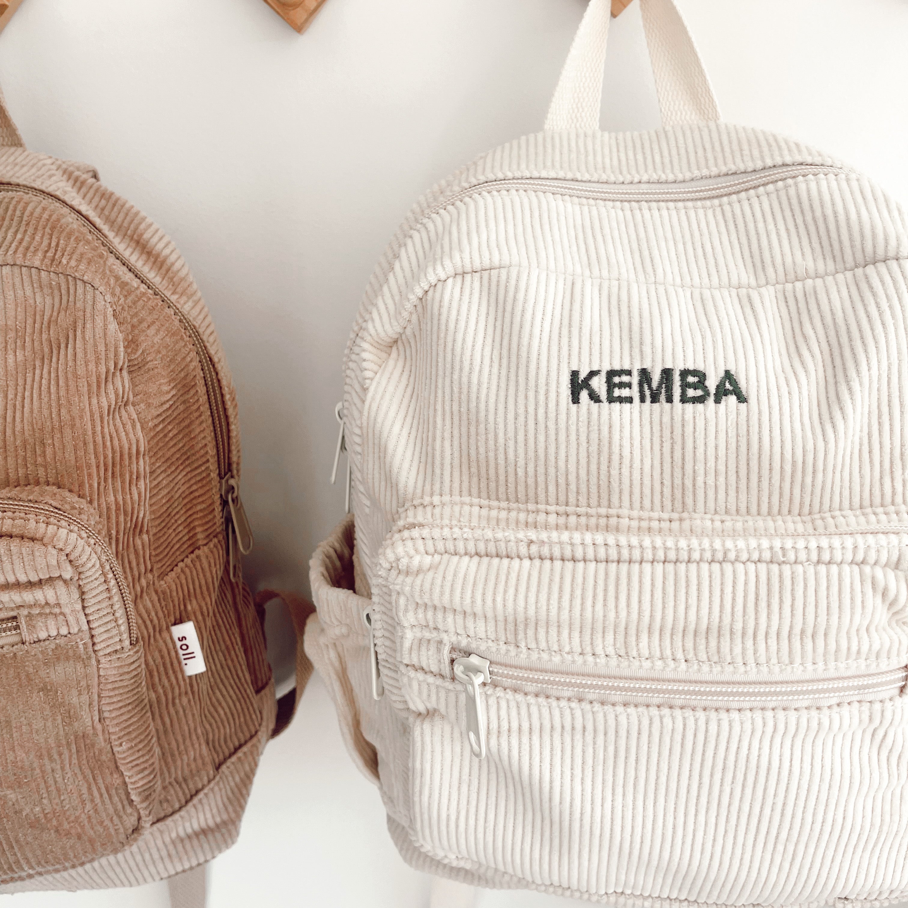 Kids Cream Corduroy Backpack