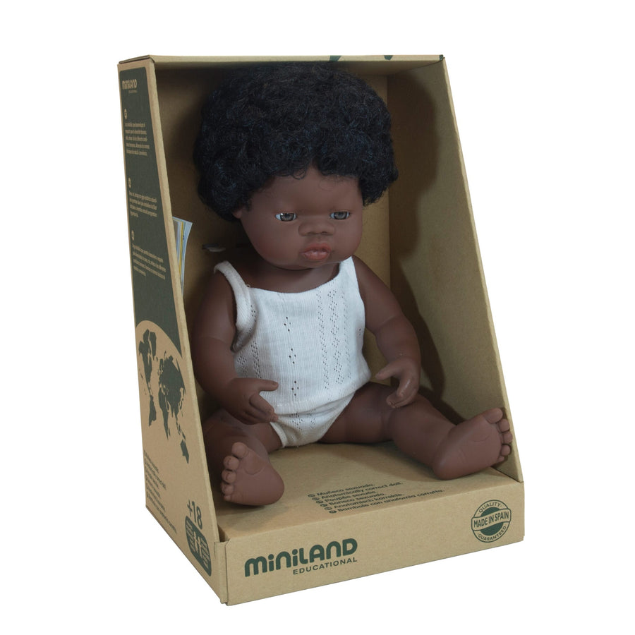 Miniland Doll. Baby African Girl. Soll. The Label