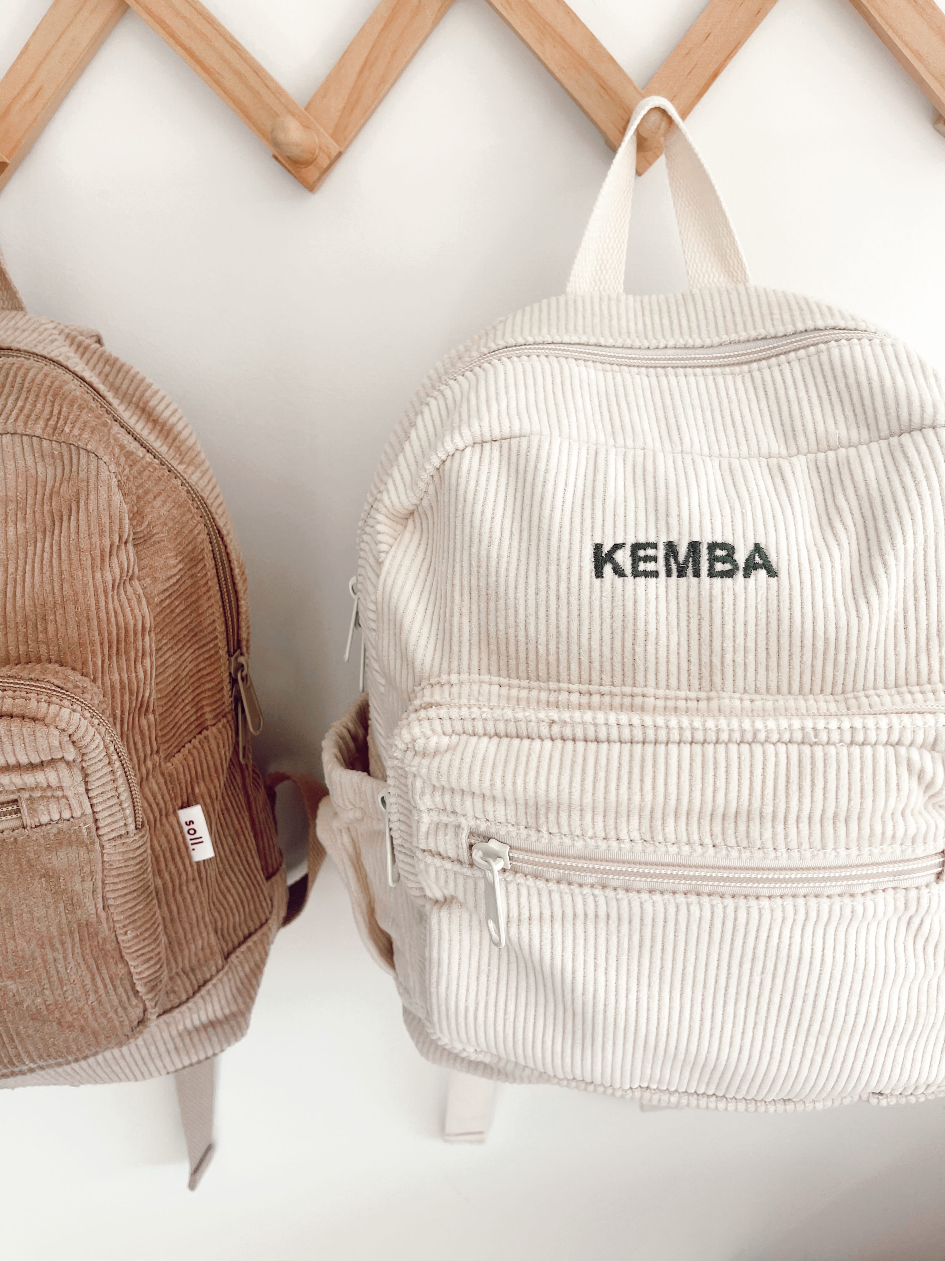 Corduroy Backpack - Dark Mustard backpack soll. the label