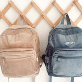 Corduroy Backpack - Dark Mustard backpack soll. the label