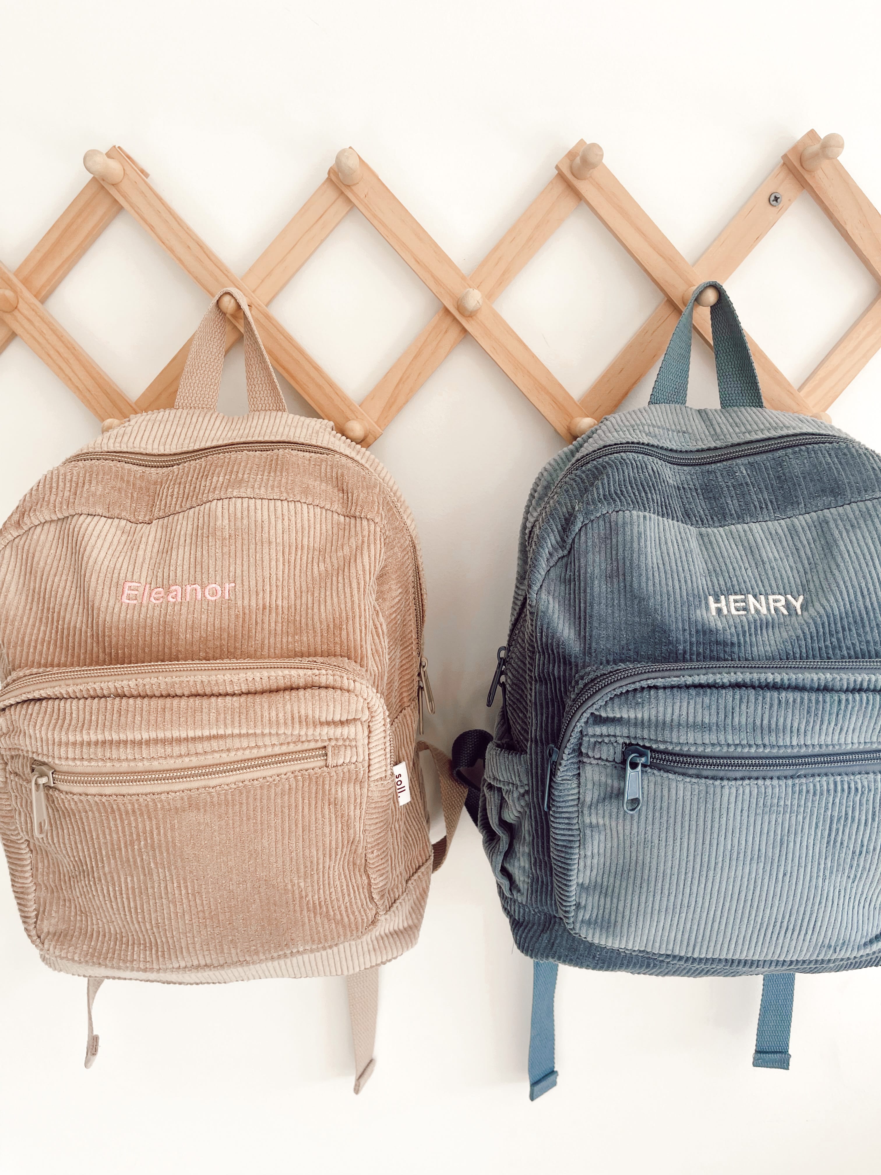 Corduroy Backpack - Dark Mustard backpack soll. the label