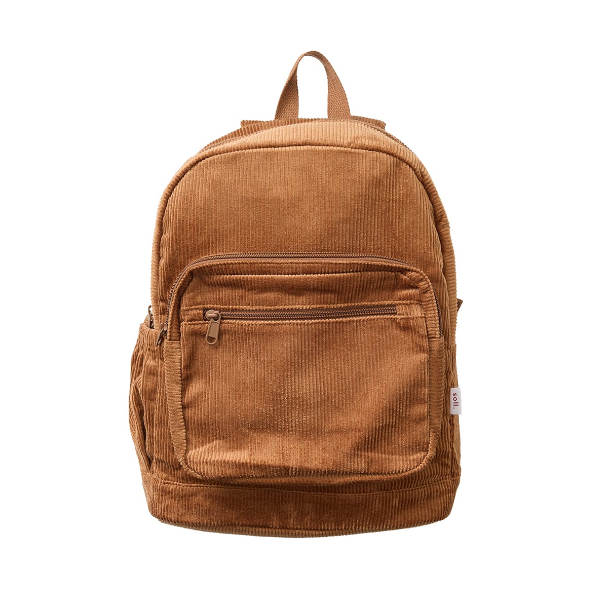 Corduroy Backpack - Dark Mustard backpack soll. the label