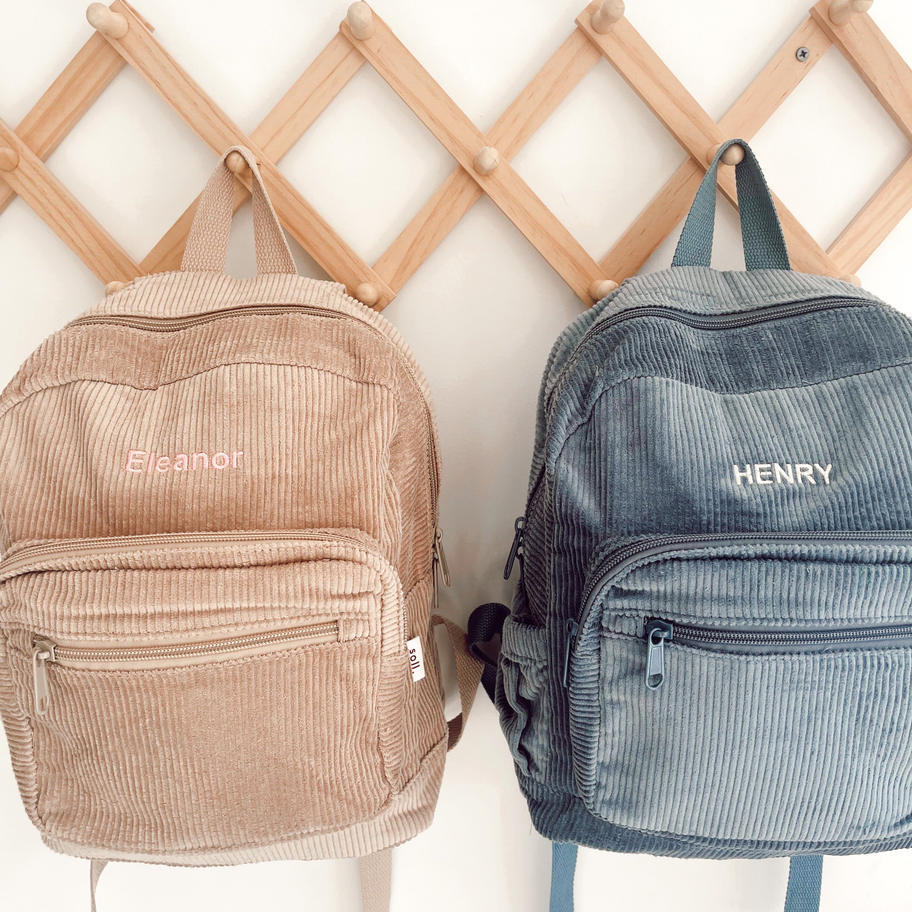 Corduroy Backpack - Seafoam backpack soll. the label