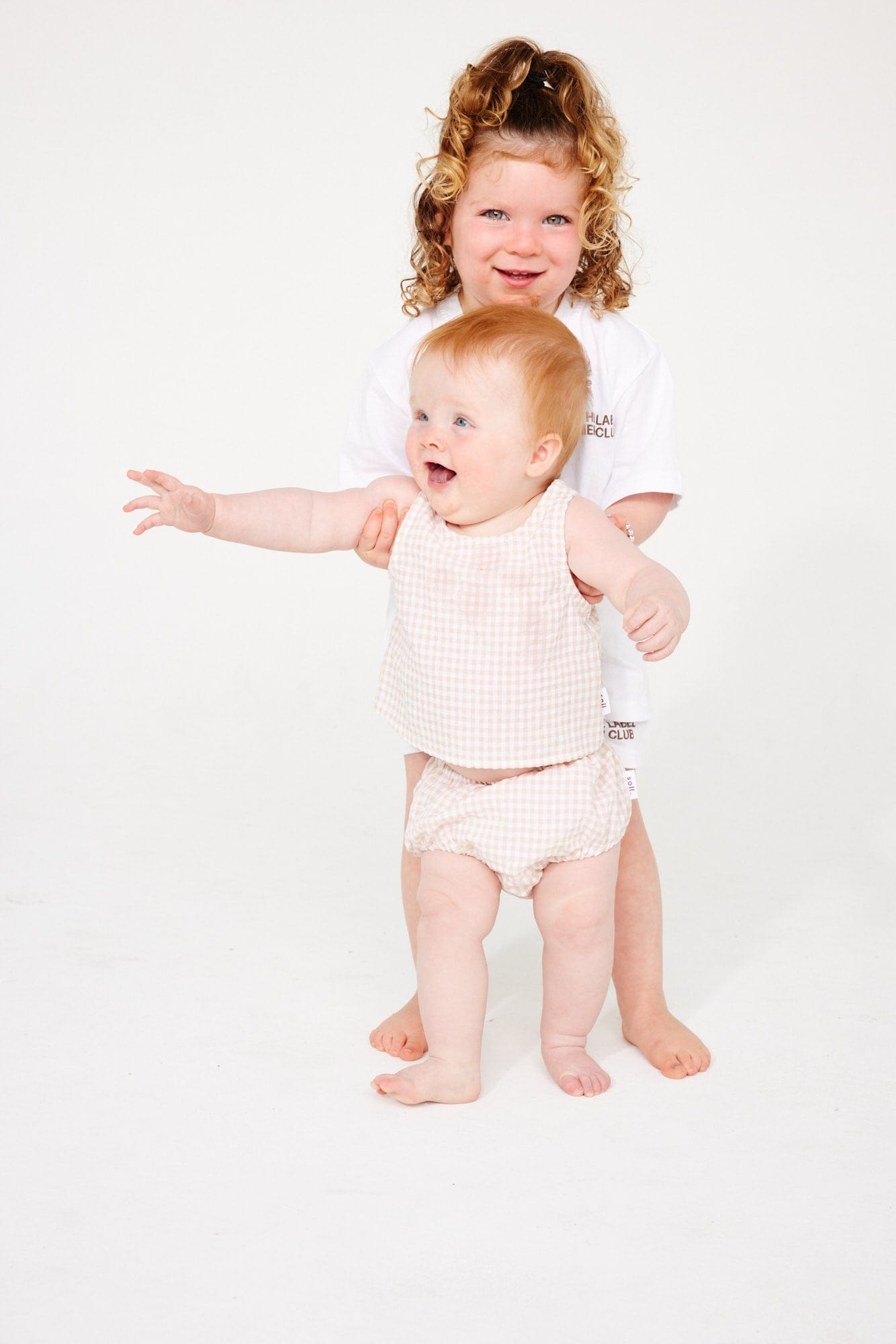Linen Singlet and Bloomer Set - Beige Gingham summer23 soll. the label