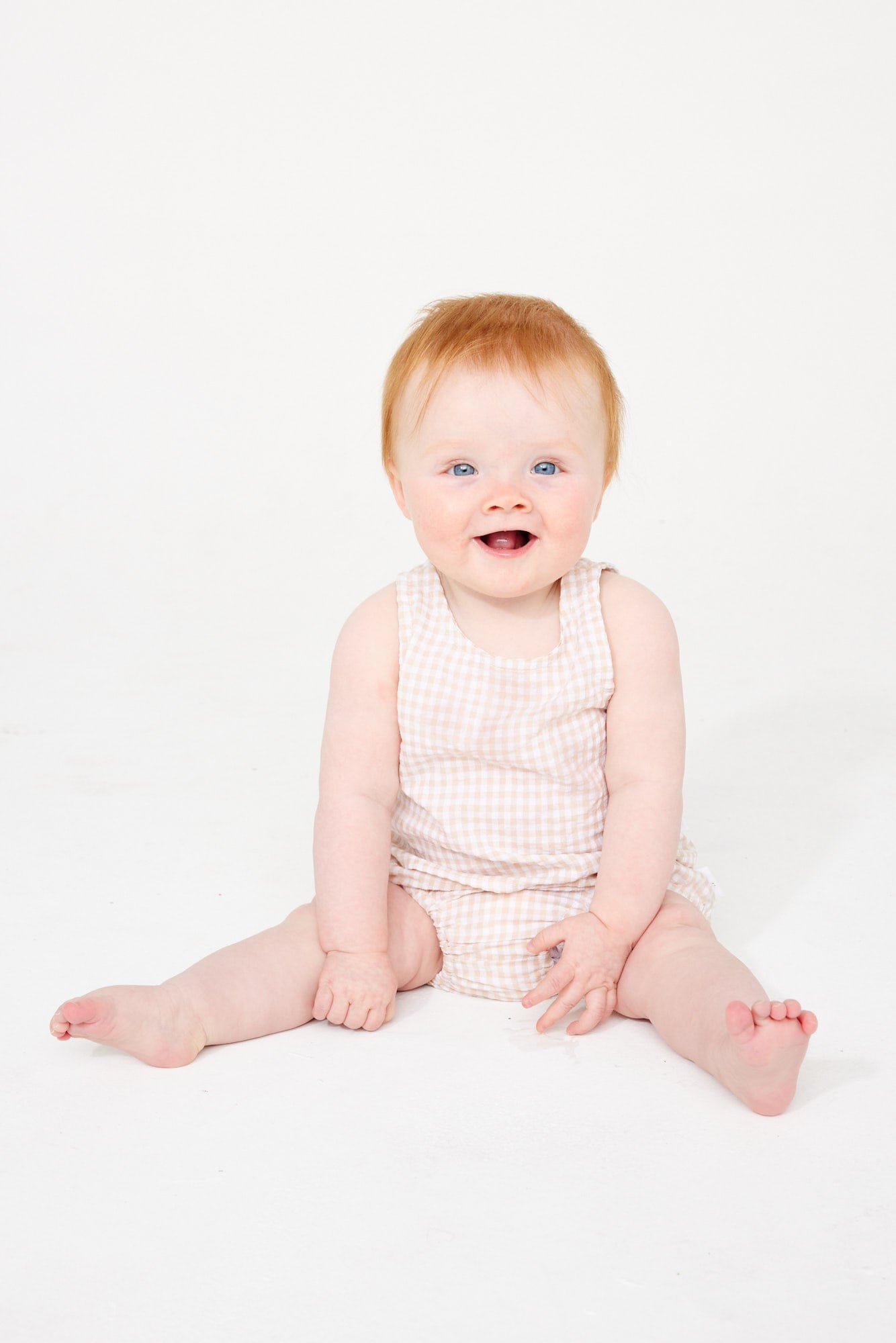 Linen Singlet and Bloomer Set - Beige Gingham summer23 soll. the label