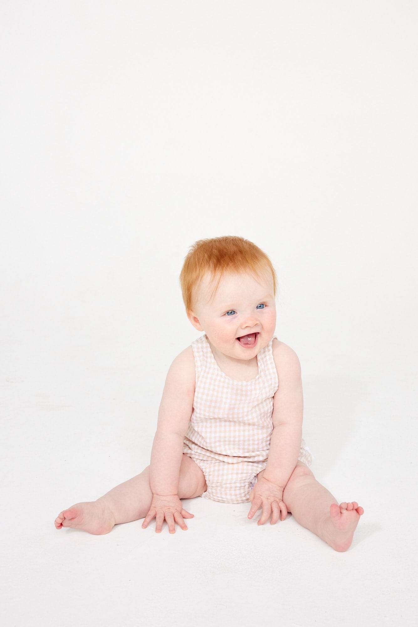 Linen Singlet and Bloomer Set - Beige Gingham summer23 soll. the label
