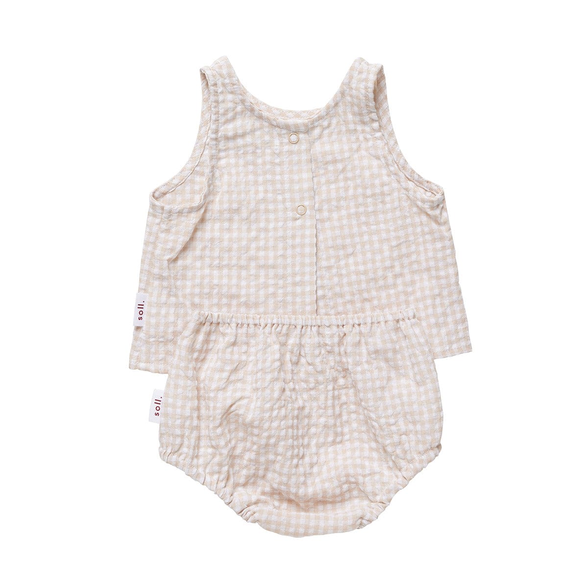 Linen Singlet and Bloomer Set - Beige Gingham summer23 soll. the label