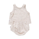 Linen Singlet and Bloomer Set - Beige Gingham summer23 soll. the label