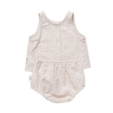 Linen Singlet and Bloomer Set - Beige Gingham summer23 soll. the label