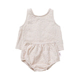 Linen Singlet and Bloomer Set - Beige Gingham summer23 soll. the label